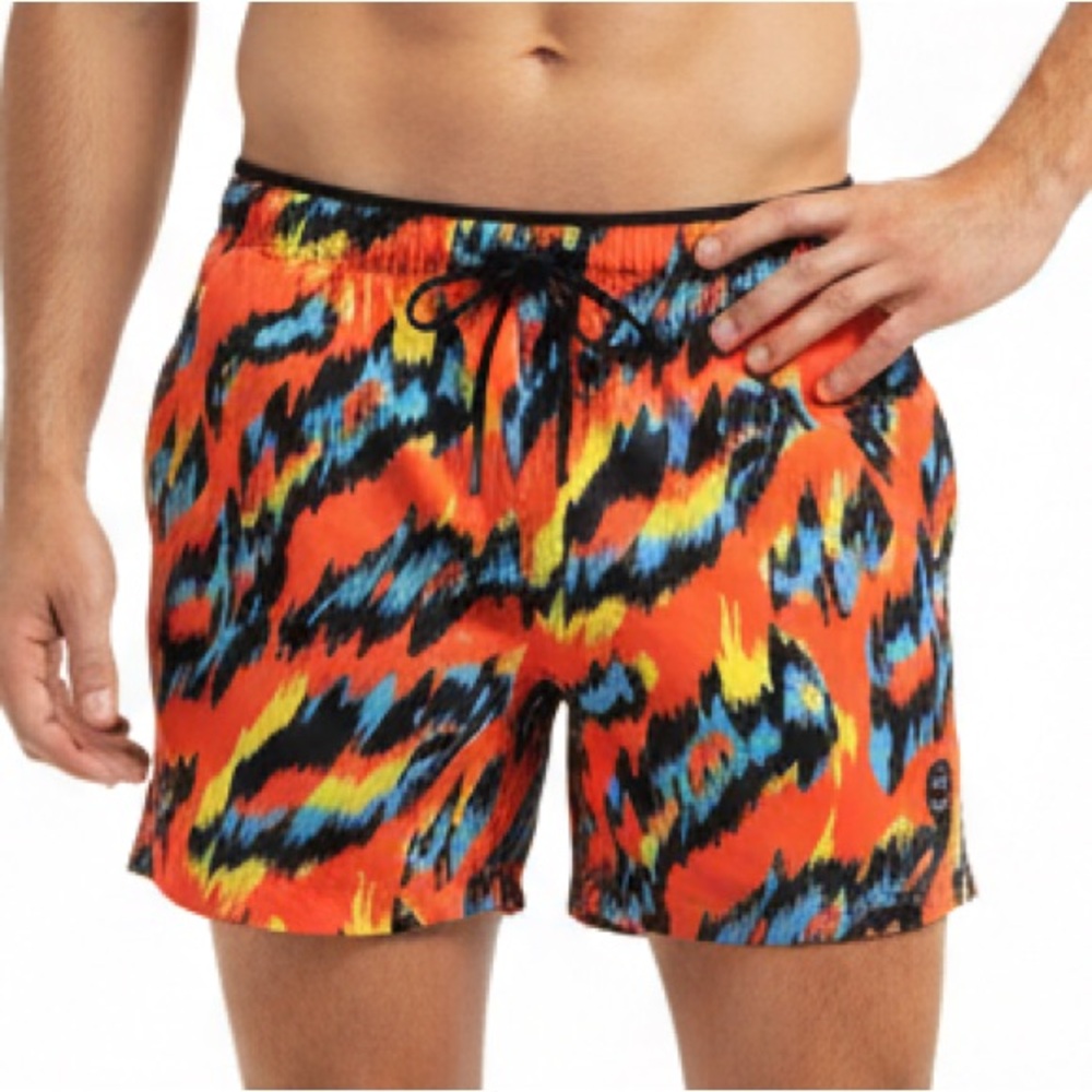 Maamgic Running Shorts Mens Medium Orange Abstract Print Athletic Workout Shorts